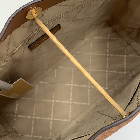 Michael Kors Joan Large Luggage Multi Signature Leather Slouchy Shoulder Handbag - Picture 11 of 14